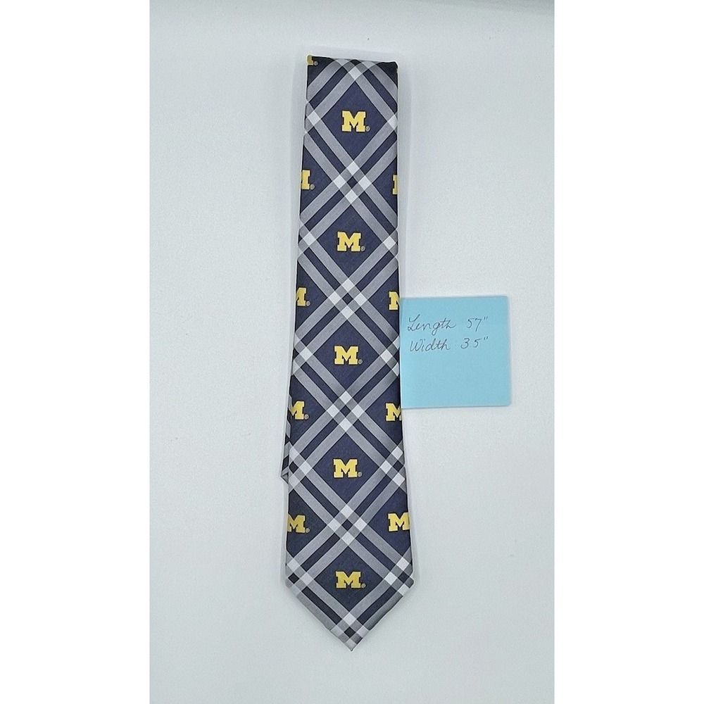 Michigan Wolverines Blue w/Yellow "M" Plaid Neck Tie By‎ Eagles Wings